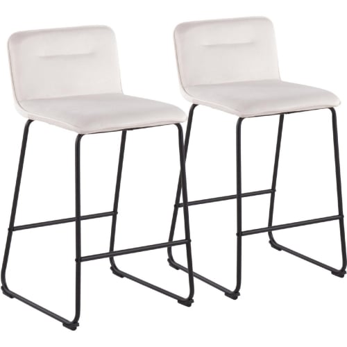 Casper 26" Counter Stool in Cream Velvet & Black Metal (Set of 2)